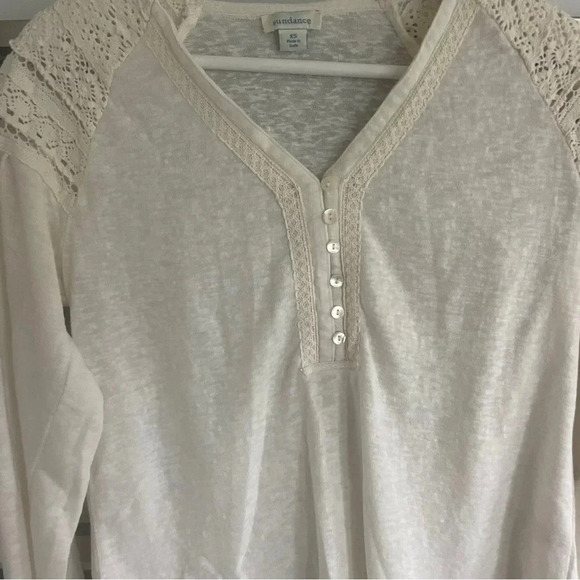 Sundance Boho White Crochet Peasant Blouse Top Size XS - Picture 6 of 10
